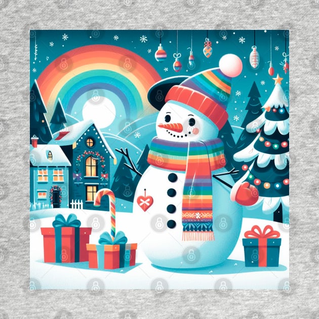 Cute snowman in a cozy town by Flor Volcanica